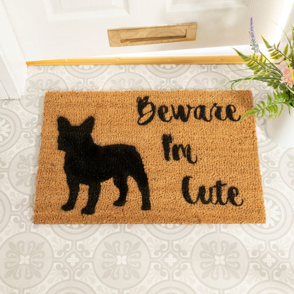 Beware I'm Cute French Bulldog Coir Doormat – In Your Dog House Gifts