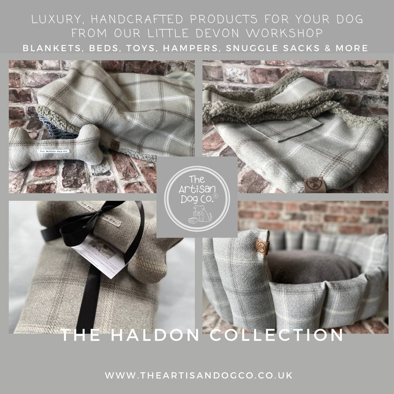 Dog bed Luxury Handcrafted Pocket Sided Dog Bed, Harris Grey, with Sherpa Fleece Cushion