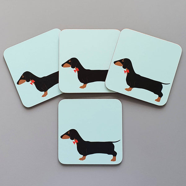 Coasters / Placemats Black & Tan Dachshund Coasters - Set of 4
