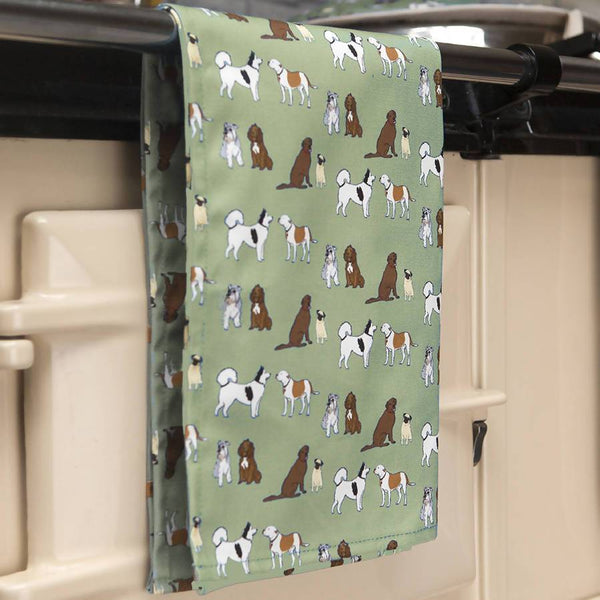 Tea Towel Olive Multi Dog Themed Tea towel