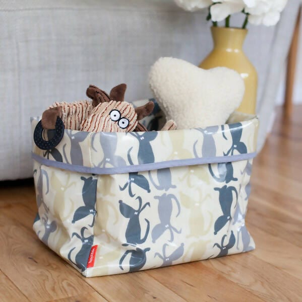Oilcloth Dog Toy Storage Basket Rufus Oilcloth Dog Toy Storage Basket