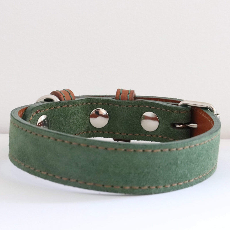 Collar Green Leather Dog Collar