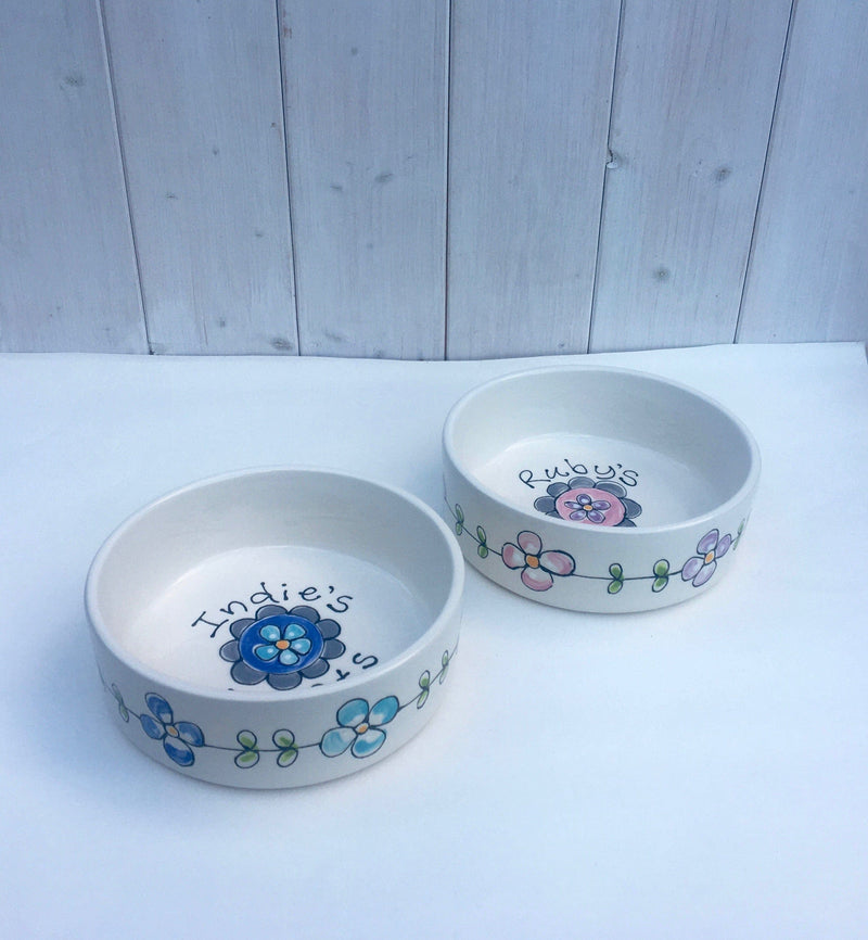 Dog Bowl Flowers / Small water bowl Personalised Dog Water Bowl