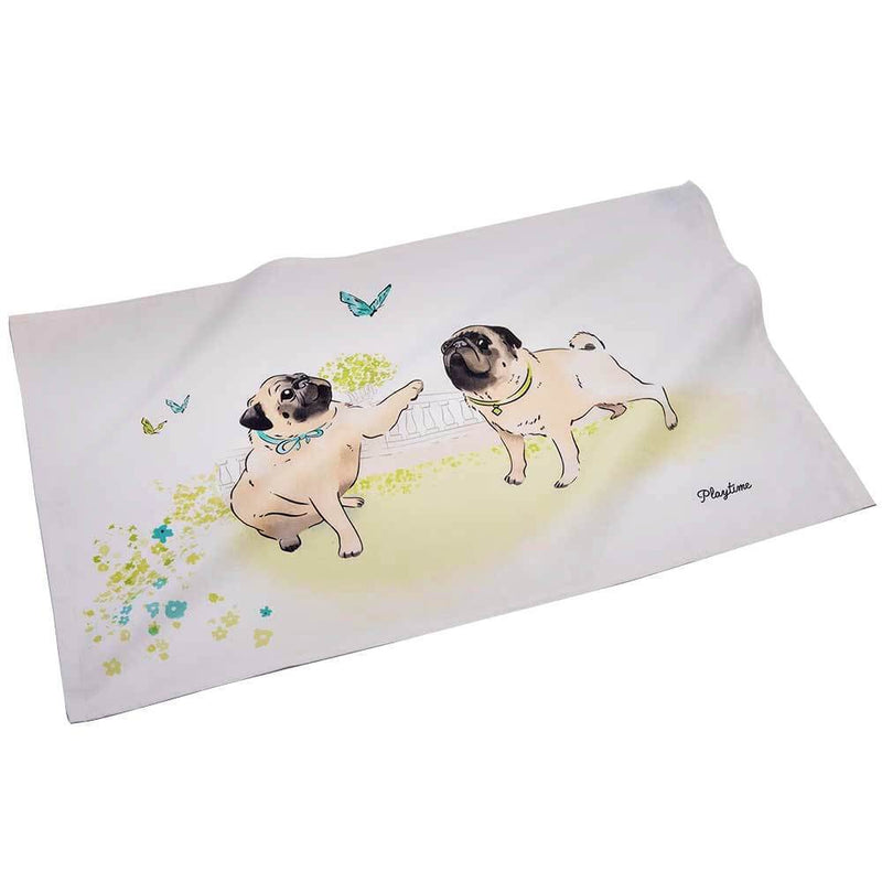 Pug Dog Themed Tea Towel