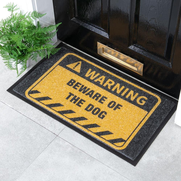 Doormat Yellow Beware of the Dog Doormat (70 x 40cm)