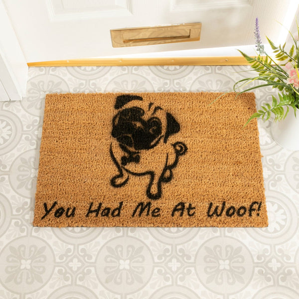 Doormat You Had Me At Woof Pug Coir Doormat