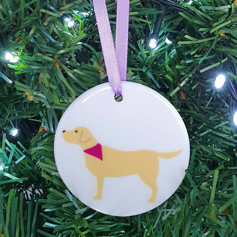 Decoration Yellow Labrador Ceramic Hanging Decoration with personalisation option