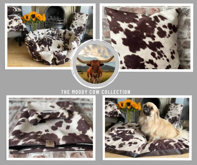 Dog bed Luxury Handcrafted Pocket Sided Faux Cow Hide Dog Bed