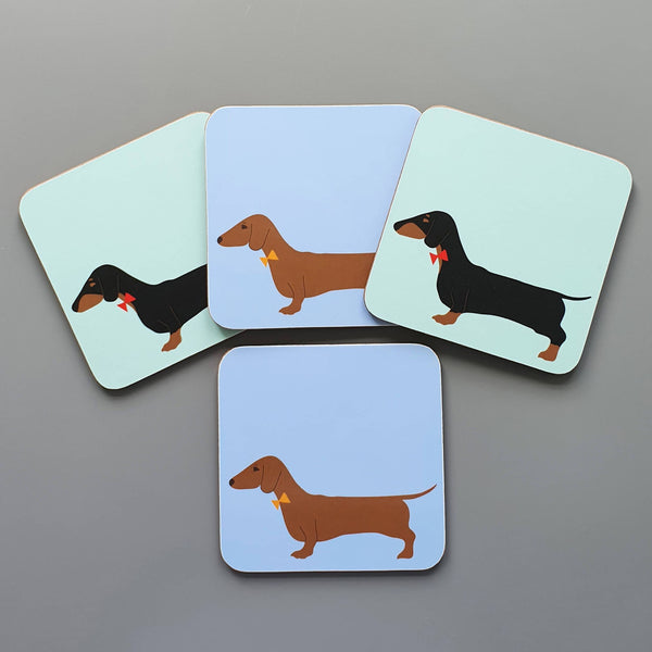 Coasters / Placemats Black & Tan and Red Dachshund Coasters - Mixed Set of 4