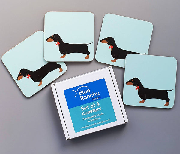 Coasters / Placemats Black & Tan Dachshund Coasters - Set of 4