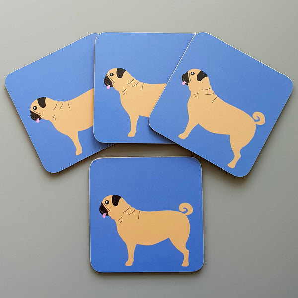 coasters / Placemats Pug Coasters - Set of 4