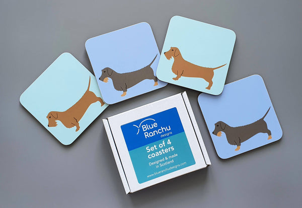 Coasters / Placemats Wire Haired Dachshund Coasters - Mixed Set of 4