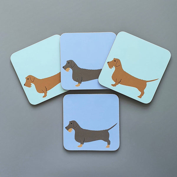 Coasters / Placemats Wire Haired Dachshund Coasters - Mixed Set of 4