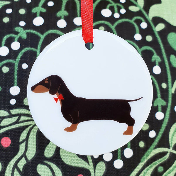 Decoration Black & Tan Dachshund Ceramic Hanging Decoration with personalisation option