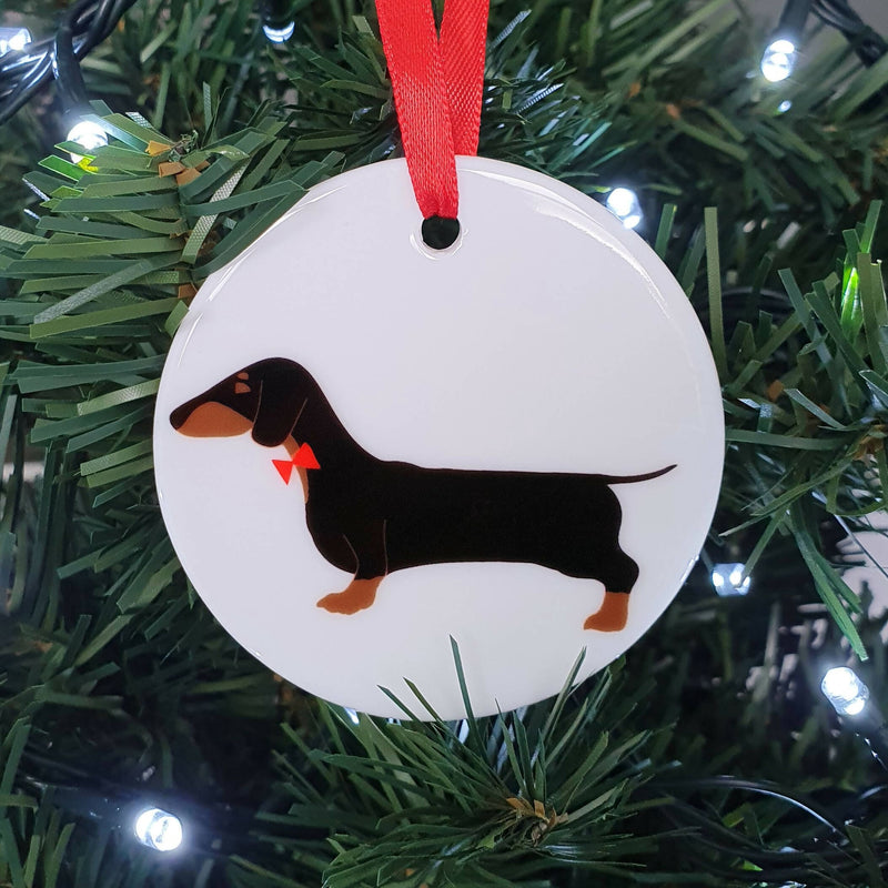 Decoration Black & Tan Dachshund Ceramic Hanging Decoration with personalisation option