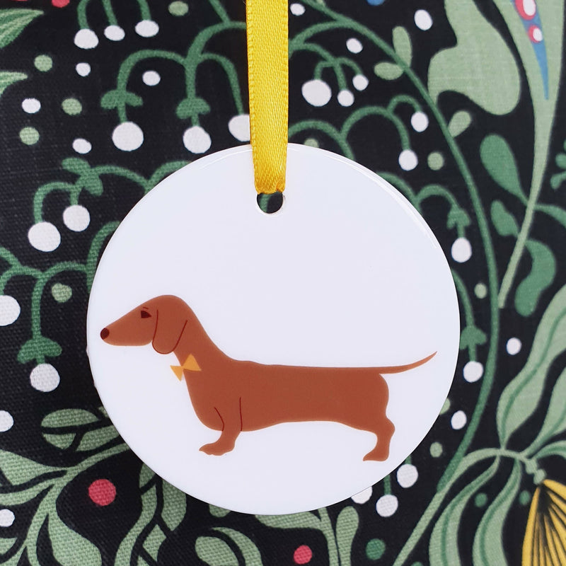 Decoration Red Dachshund Ceramic Hanging Decoration with personalisation option