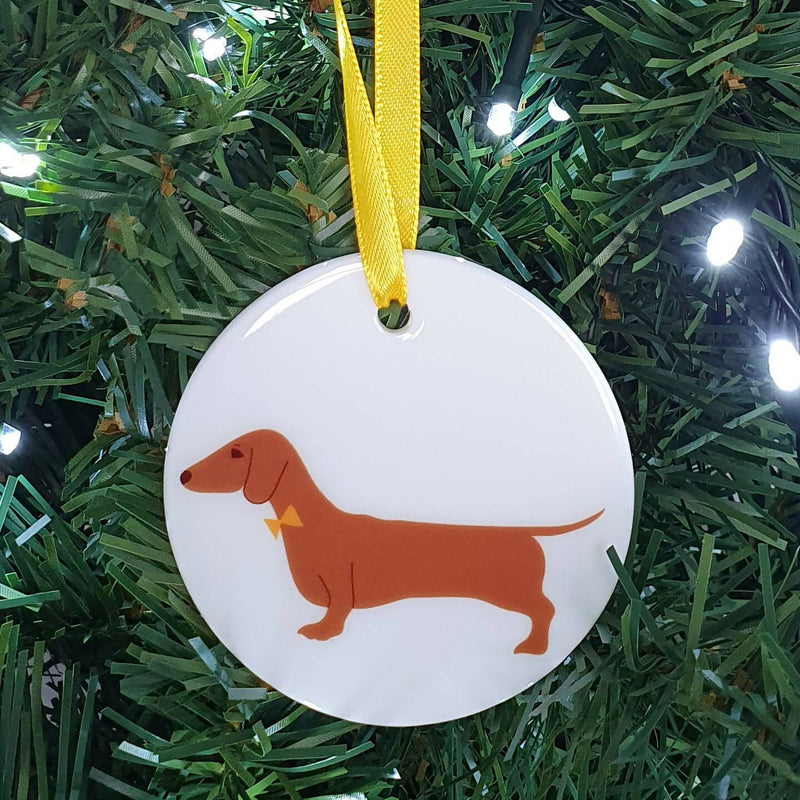 Decoration Red Dachshund Ceramic Hanging Decoration with personalisation option