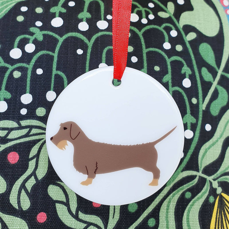 Decoration Wire Haired Dachshund Ceramic Hanging Decoration with personalisation option