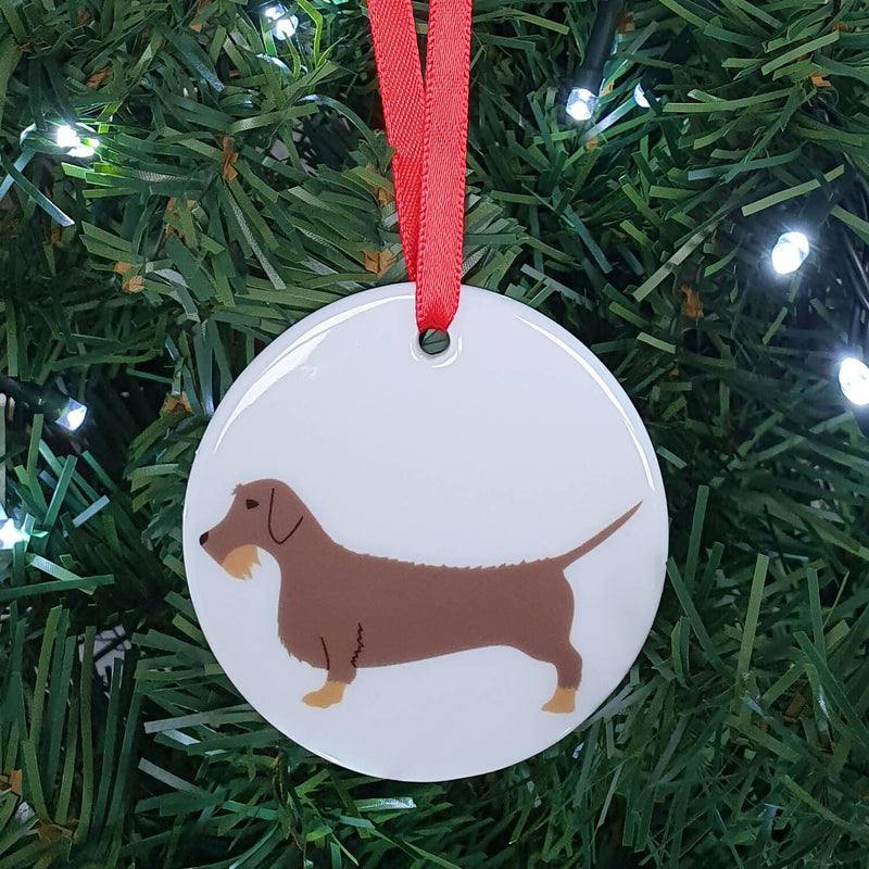 Decoration Wire Haired Dachshund Ceramic Hanging Decoration with personalisation option