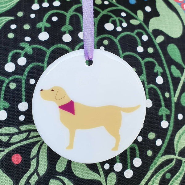 Decoration Yellow Labrador Ceramic Hanging Decoration with personalisation option