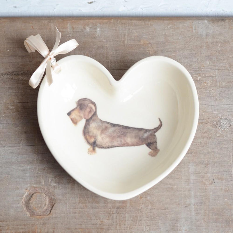 Heart Shaped Wire Haired Dachshund Bowl