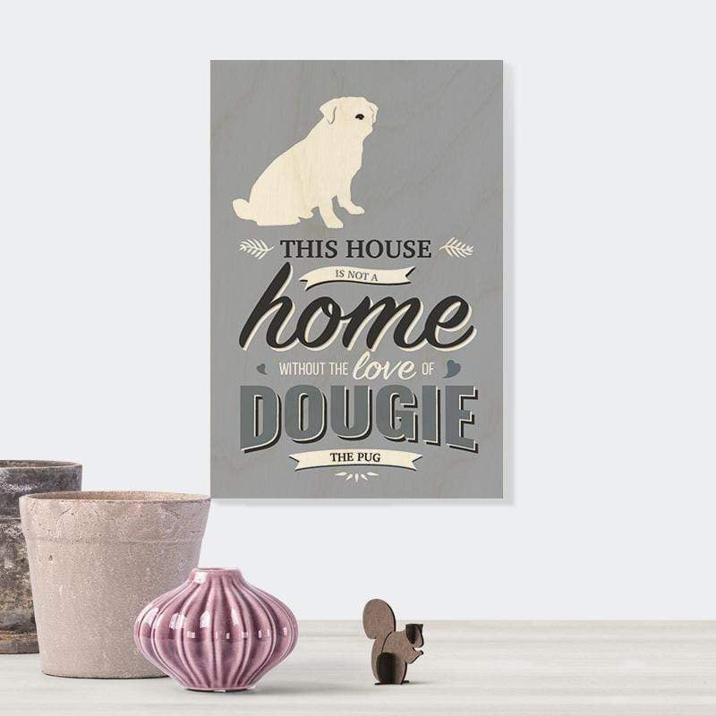 Artwork Pug (Sitting or Standing) Vintage Style Wooden Print