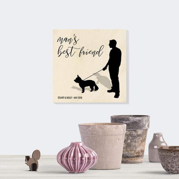 Me and My Dog Silhouette Wooden Print