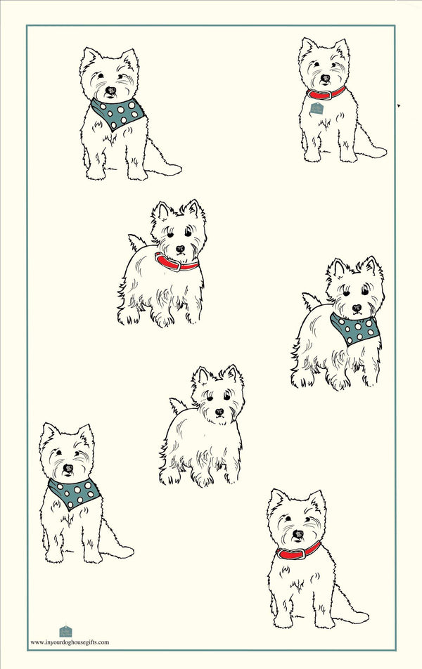 Westie Tea Towel Featuring 7 West Highland Terriers