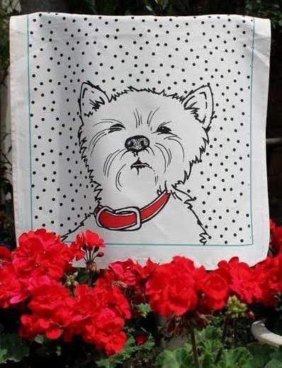 Tea Towel Westie Tea Towel with Polka Dot Design