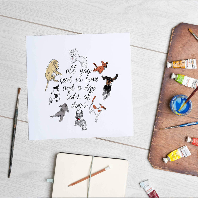 Print Love And Dogs Mounted Print