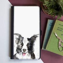 Phone Case Collie Dog Faux Leather Flip Phone Case