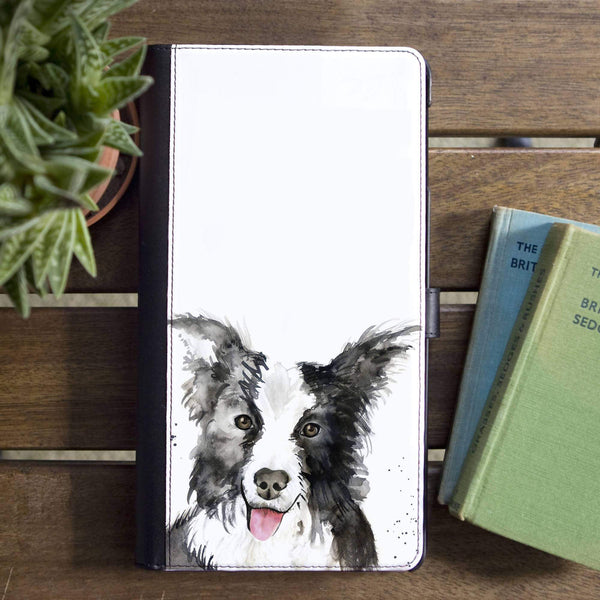 Phone Case Collie Dog Faux Leather Flip Phone Case