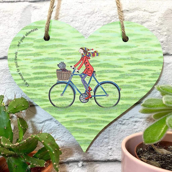 DECORATION CAIRN TERRIER IN BIKE BASKET HANGING HEART