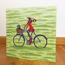 Greeting Card Cairn Terrier in a Bike Basket - Greetings Card