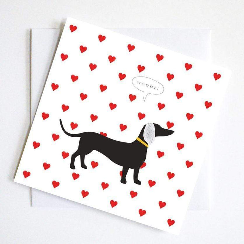 Woof Red Hearts Card - Pack of 3