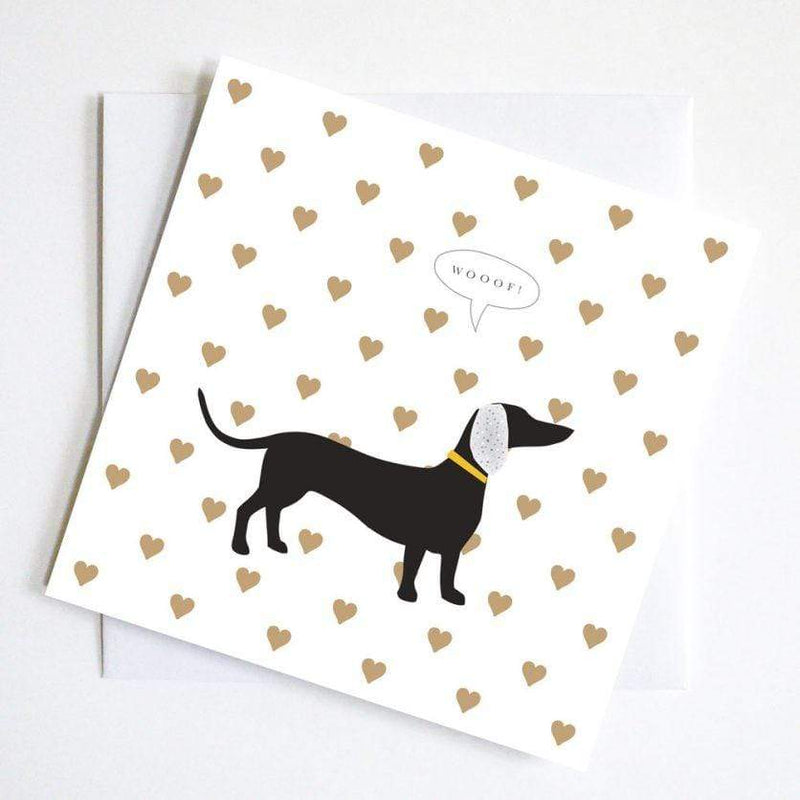 Woof Gold Hearts Card - Pack of 3