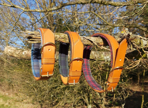 collars Large MacDonald Clan Red and Green Tartan Leather Dog Collar - 1 1/4 inches wide