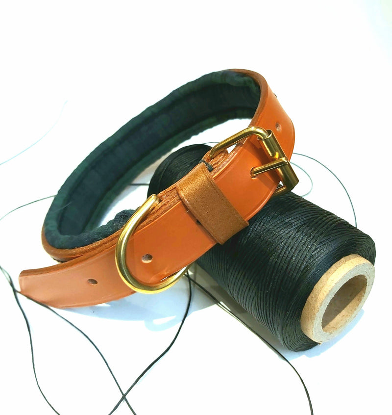 collars Medium Black Watch Dark Blue Tartan Leather Dog Collar - 1 inch wide
