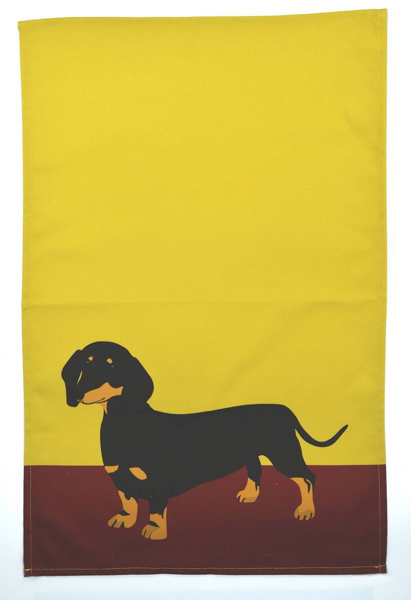 100% heavyweight premium cotton tea towel. With handy hanging loop. Made and printed in the UK. Tea Towel, Dachshund, The Dog Collection