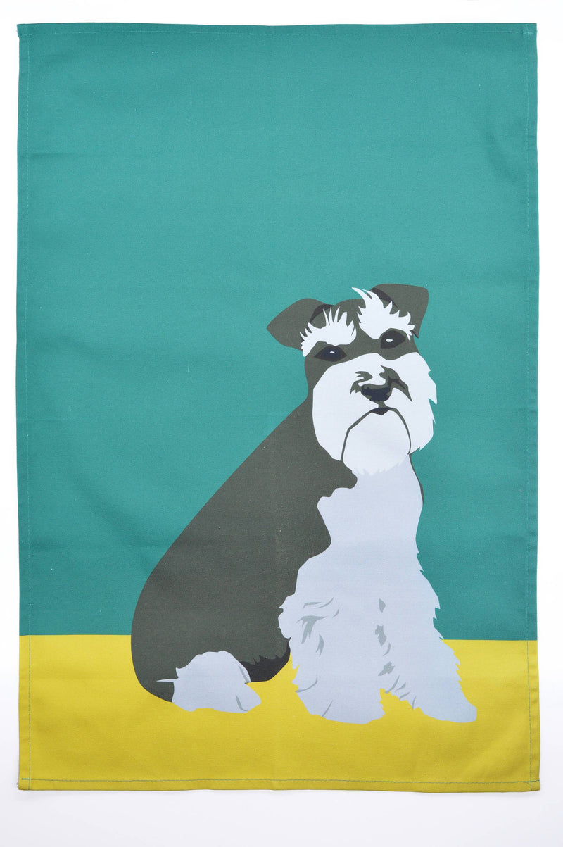 100% heavyweight premium cotton tea towel. With handy hanging loop. Made and printed in the UK. Tea Towel, Schnauzer, The Dog Collection