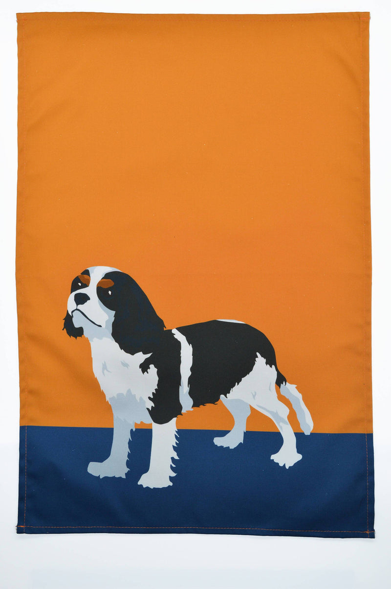 100% heavyweight premium cotton tea towel. With handy hanging loop. Made and printed in the UK. Teatowel, King Charles Spaniel, The Dog Collection