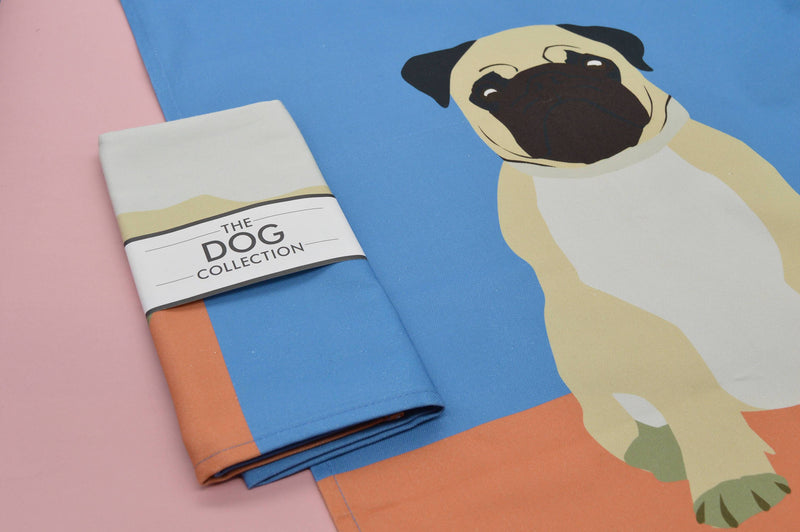 100% heavyweight premium cotton tea towel. With handy hanging loop. Made and printed in the UK. Teatowel, Pug, The Dog Collection