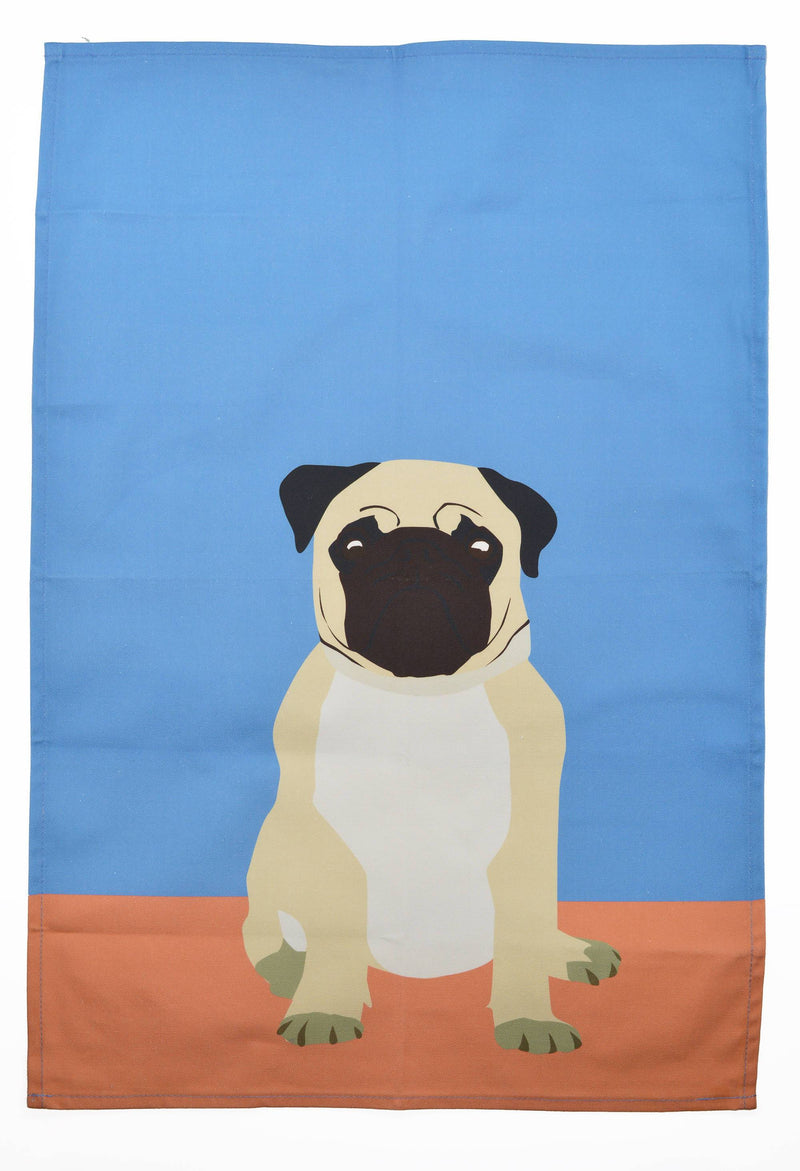 100% heavyweight premium cotton tea towel. With handy hanging loop. Made and printed in the UK. Teatowel, Pug, The Dog Collection