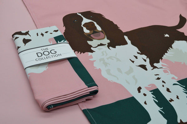 100% heavyweight premium cotton tea towel. With handy hanging loop. Made and printed in the UK. Teatowel, Springer Spaniel, The Dog Collection