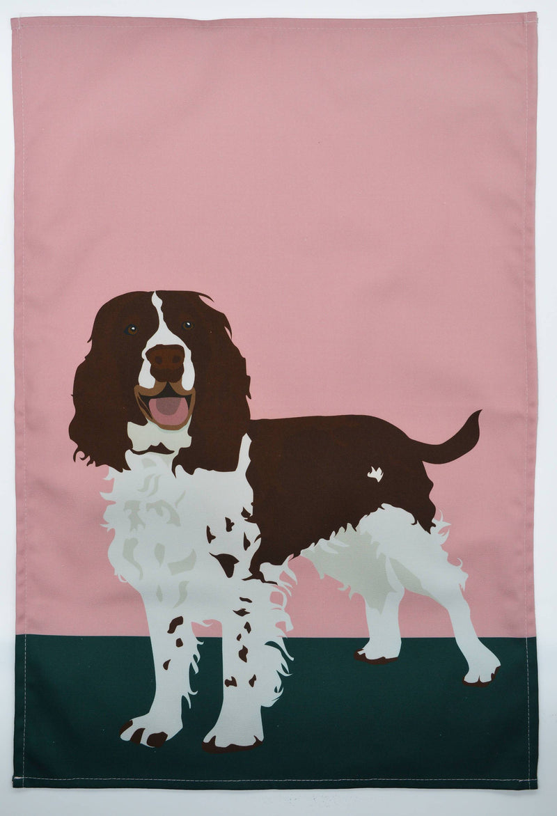 100% heavyweight premium cotton tea towel. With handy hanging loop. Made and printed in the UK. Teatowel, Springer Spaniel, The Dog Collection