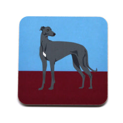 High gloss melamine cork backed coaster. Handmade in the UK, with a sustainably sourced Eucalyptus board base, a full melamine surface, with cork backing. 3.2mm thickness board Square with round corners. Size: 100mm x 100mm Made and printed in the UK. Coaster, Greyhound, The Dog Collection