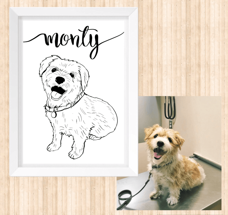 Personalised Dog Portrait, Monochrome