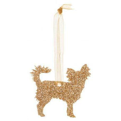 Christmas Decoration Glitter Longhaired Chihuahua Christmas Decoration