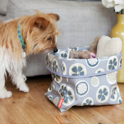 Oilcloth Dog Toy Storage Basket Poppy Oilcloth Dog Toy Storage Basket