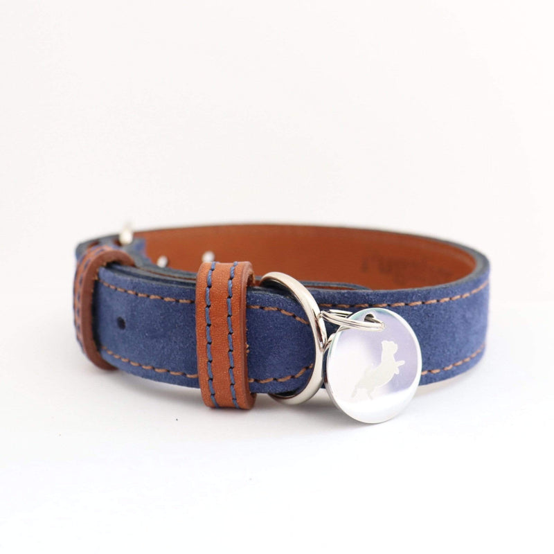 Collar Blue Leather Dog Collar